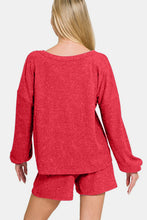 Load image into Gallery viewer, Zenana V-Neck Long Sleeve Ribbed Top and Shorts Set
