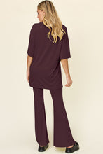 Load image into Gallery viewer, Double Take Full Size Round Neck Drop Shoulder T-Shirt and Flare Pants Set
