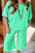 Load image into Gallery viewer, Plus Size Round Neck Half Sleeve Top and Tied Pants Set
