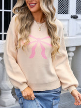 Load image into Gallery viewer, Angel Wings Bow Graphic Round Neck Long Sleeve Sweater
