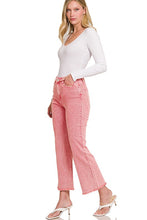 Load image into Gallery viewer, ACID WASHED HIGH WAIST FRAYED HEM BOOTCUT PANTS
