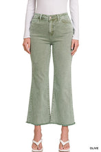 Load image into Gallery viewer, ACID WASHED HIGH WAIST FRAYED HEM BOOTCUT PANTS
