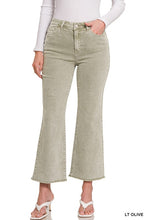 Load image into Gallery viewer, ACID WASHED HIGH WAIST FRAYED HEM BOOTCUT PANTS
