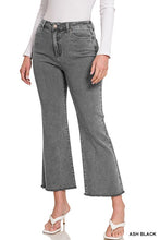 Load image into Gallery viewer, ACID WASHED HIGH WAIST FRAYED HEM BOOTCUT PANTS
