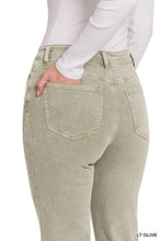 Load image into Gallery viewer, ACID WASHED HIGH WAIST FRAYED HEM BOOTCUT PANTS
