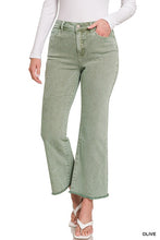 Load image into Gallery viewer, ACID WASHED HIGH WAIST FRAYED HEM BOOTCUT PANTS
