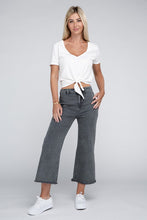 Load image into Gallery viewer, Acid Washed High Waist Frayed Hem Straight Pants
