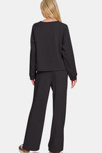 Load image into Gallery viewer, Zenana Round Neck Raglan Sleeve Top and Elastic Waist Pants Set
