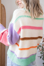 Load image into Gallery viewer, Contrast Striped Round Neck Drop Shoulder Sweater
