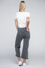 Load image into Gallery viewer, Acid Washed High Waist Frayed Hem Straight Pants
