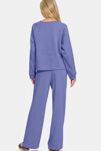 Load image into Gallery viewer, Zenana Round Neck Raglan Sleeve Top and Elastic Waist Pants Set
