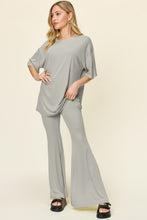 Load image into Gallery viewer, Double Take Full Size Round Neck Drop Shoulder T-Shirt and Flare Pants Set
