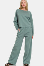 Load image into Gallery viewer, Zenana Round Neck Raglan Sleeve Top and Elastic Waist Pants Set
