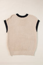 Load image into Gallery viewer, Contrast Trim Round Neck Cap Sleeve Knit Top
