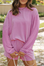 Load image into Gallery viewer, Round Neck Long Sleeve Top and Shorts Set
