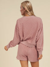 Load image into Gallery viewer, Oh Checkered Round Neck Long Sleeve Top and Shorts Set
