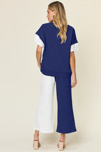 Load image into Gallery viewer, Double Take Full Size Texture Contrast T-Shirt and Wide Leg Pants Set
