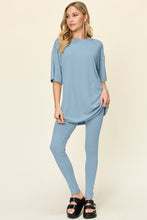 Load image into Gallery viewer, Double Take Full Size Round Neck Dropped Shoulder T-Shirt and Leggings Set
