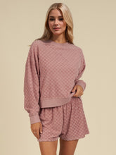 Load image into Gallery viewer, Oh Checkered Round Neck Long Sleeve Top and Shorts Set
