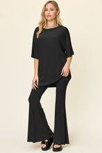 Load image into Gallery viewer, Double Take Full Size Round Neck Drop Shoulder T-Shirt and Flare Pants Set
