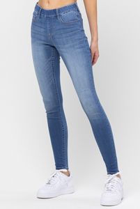 Light Denim Pull-On Skinny Jeans