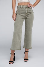 Load image into Gallery viewer, Acid Washed High Waist Frayed Hem Straight Pants
