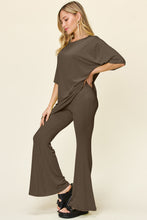 Load image into Gallery viewer, Double Take Full Size Round Neck Drop Shoulder T-Shirt and Flare Pants Set
