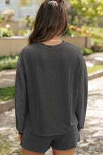 Load image into Gallery viewer, Round Neck Long Sleeve Top and Shorts Set
