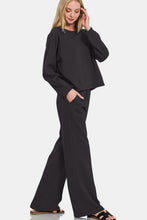 Load image into Gallery viewer, Zenana Round Neck Raglan Sleeve Top and Elastic Waist Pants Set
