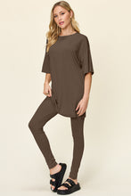 Load image into Gallery viewer, Double Take Full Size Round Neck Dropped Shoulder T-Shirt and Leggings Set
