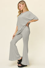 Load image into Gallery viewer, Double Take Full Size Round Neck Drop Shoulder T-Shirt and Flare Pants Set
