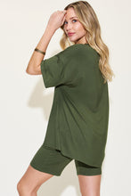 Load image into Gallery viewer, Basic Bae Full Size V-Neck Drop Shoulder T-Shirt and Shorts Set
