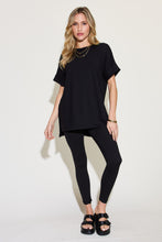 Load image into Gallery viewer, Zenana Plus Size Short Sleeve Slit T-Shirt and Leggings Lounge Set
