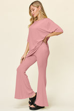 Load image into Gallery viewer, Double Take Full Size Round Neck Drop Shoulder T-Shirt and Flare Pants Set
