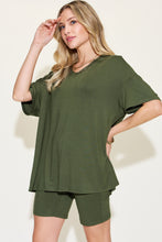 Load image into Gallery viewer, Basic Bae Full Size V-Neck Drop Shoulder T-Shirt and Shorts Set
