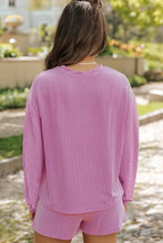 Load image into Gallery viewer, Round Neck Long Sleeve Top and Shorts Set
