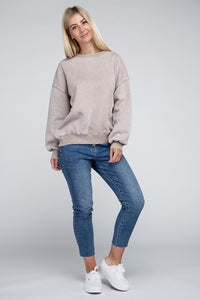 Acid Wash Fleece Oversized Pullover