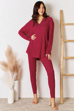 Load image into Gallery viewer, Basic Bae Full Size Notched Long Sleeve Top and Pants Set
