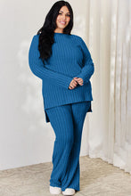 Load image into Gallery viewer, Basic Bae Full Size Ribbed High-Low Top and Wide Leg Pants Set
