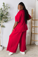 Load image into Gallery viewer, Double Take Full Size Round Neck Slit Top and Pants Set
