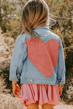 Load image into Gallery viewer, ODDI Girls Contrast Heart Denim Jacket
