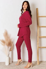 Load image into Gallery viewer, Basic Bae Full Size Notched Long Sleeve Top and Pants Set
