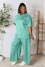 Load image into Gallery viewer, Double Take Full Size Round Neck Slit Top and Pants Set
