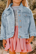 Load image into Gallery viewer, ODDI Girls Contrast Heart Denim Jacket
